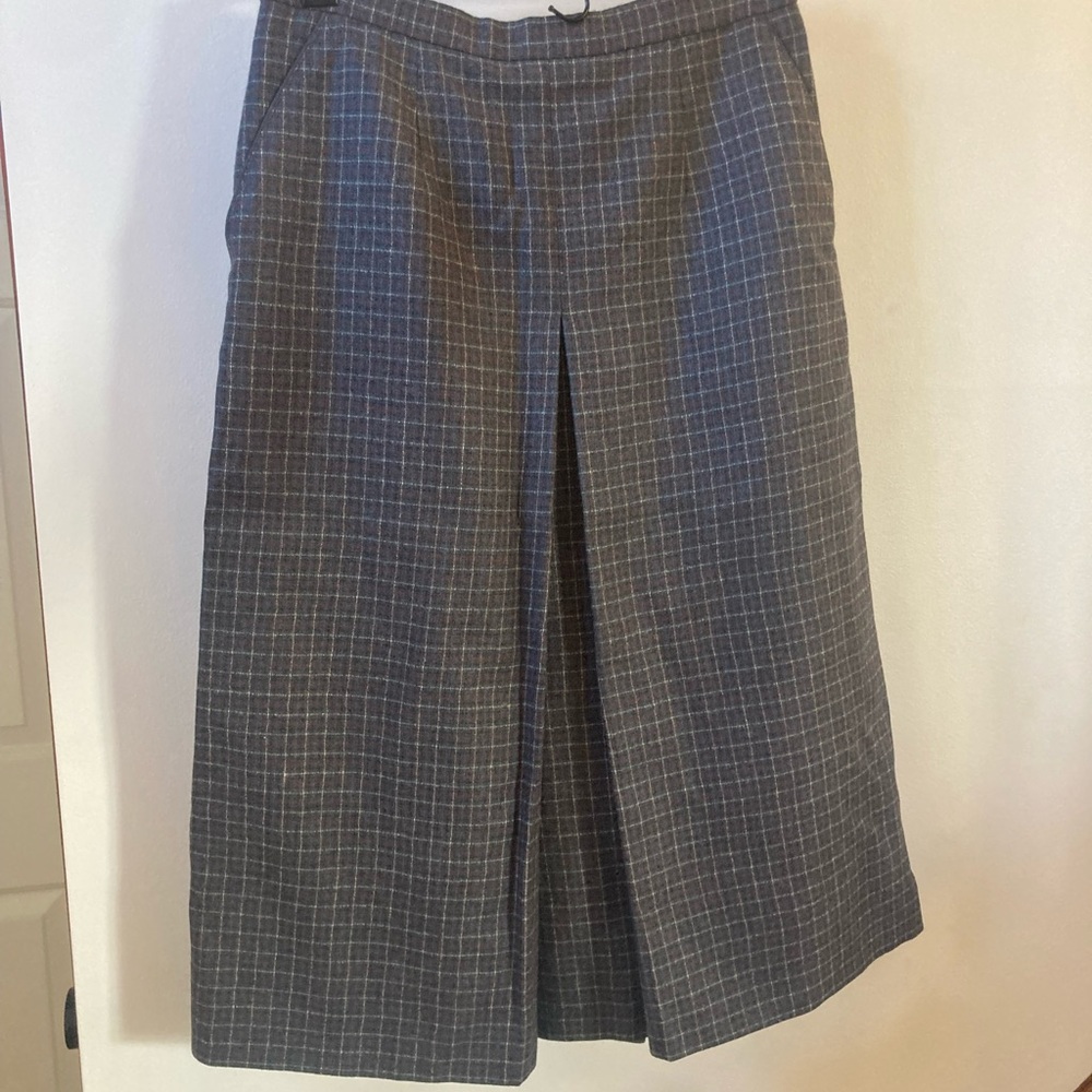Vintage Wool Plaid Midi Skirt